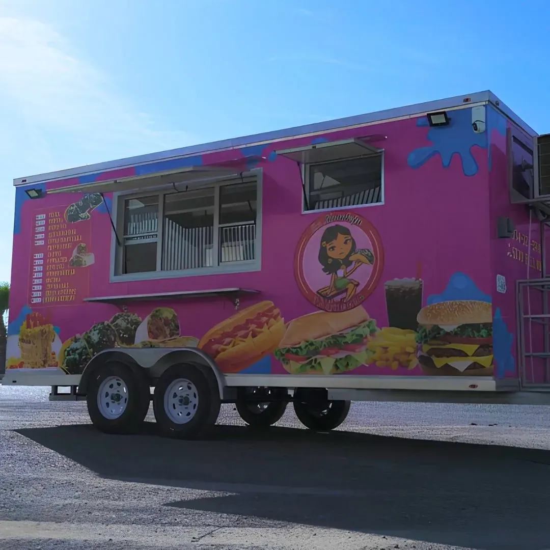 18ft food trailer exterior, doors open