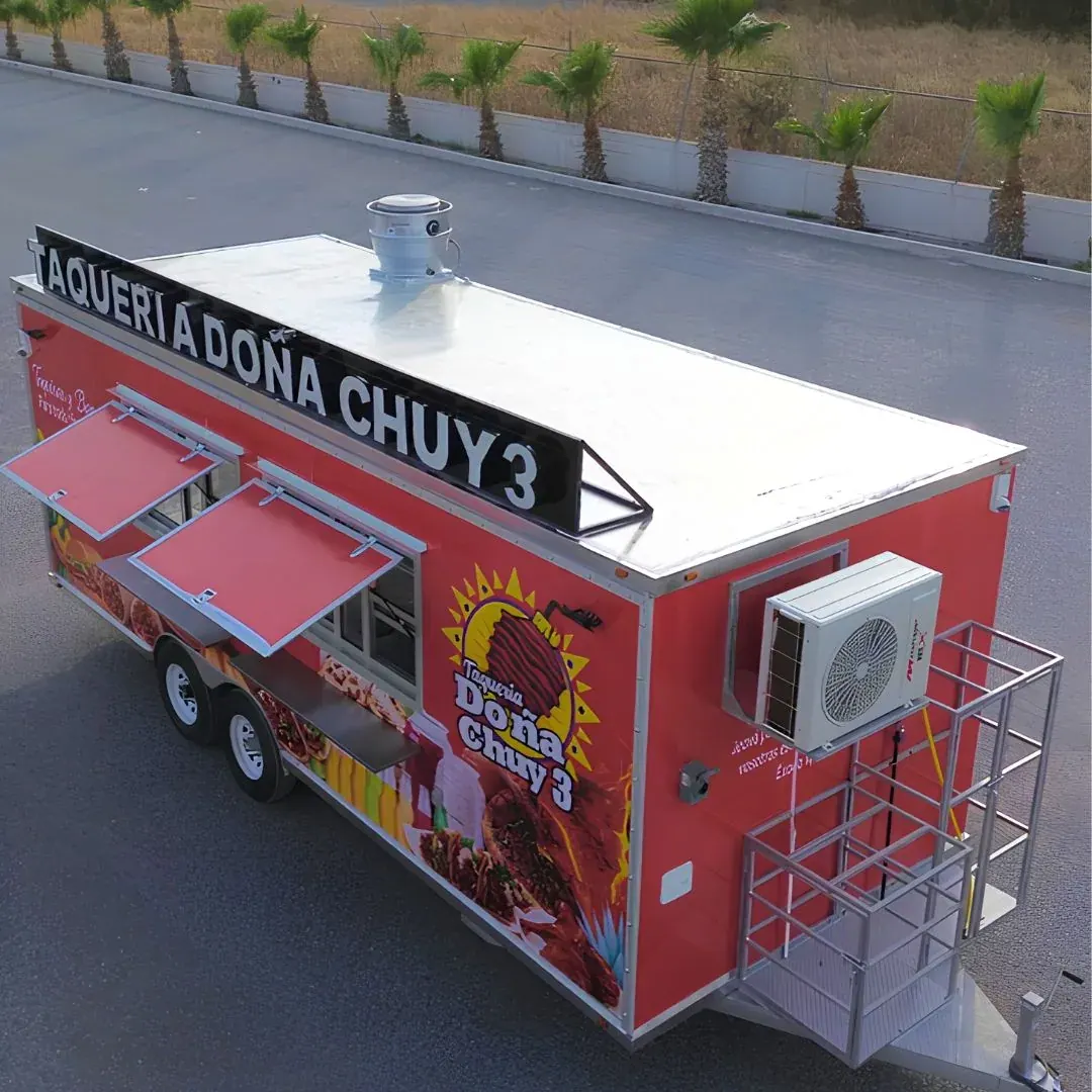 22ft food trailer exterior, doors open
