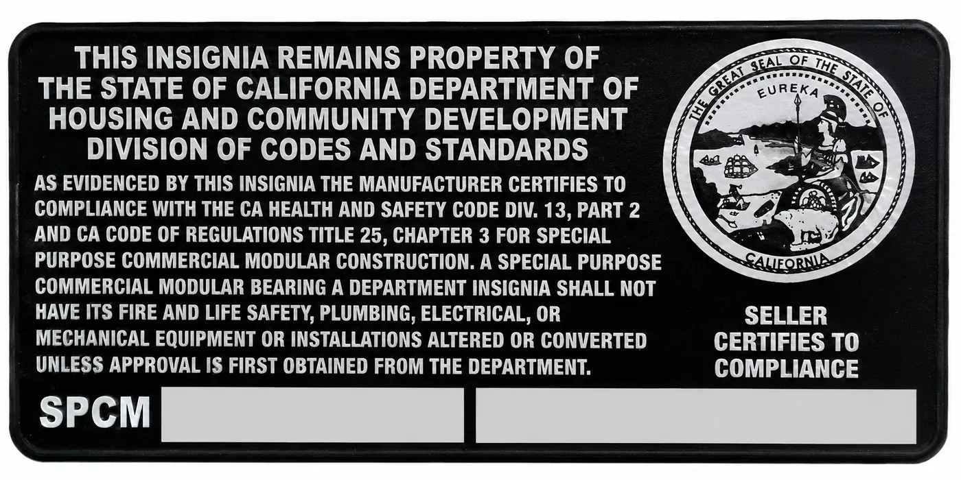 California HCD insignia for inspection