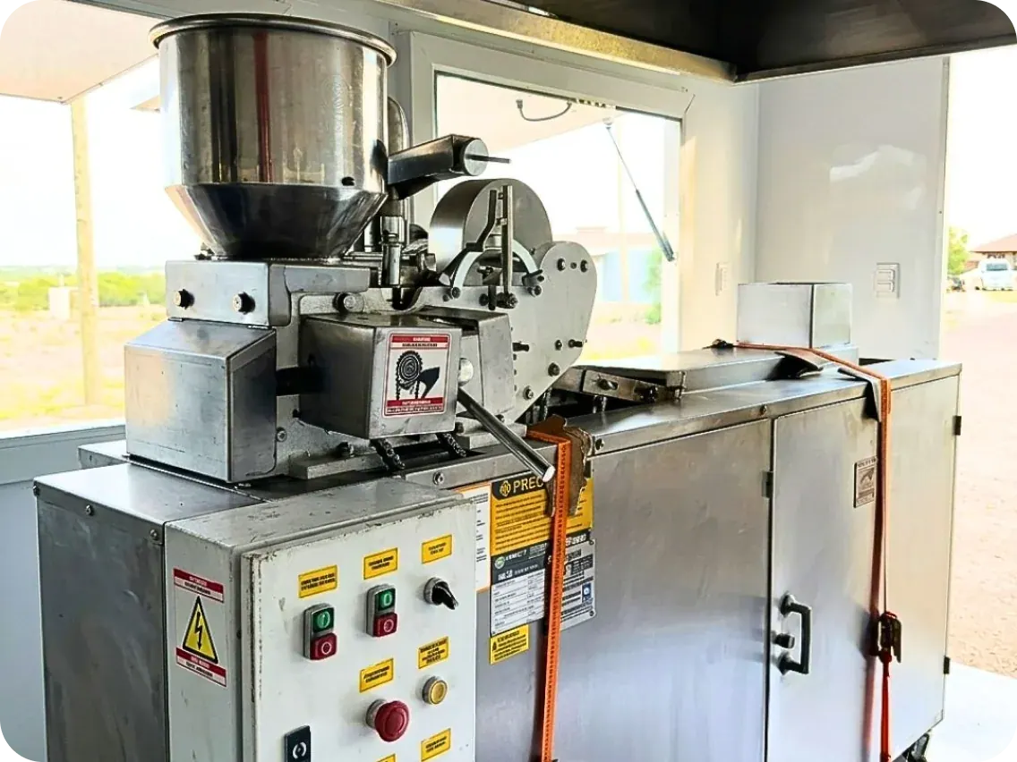 Tortilla machine inside trailer