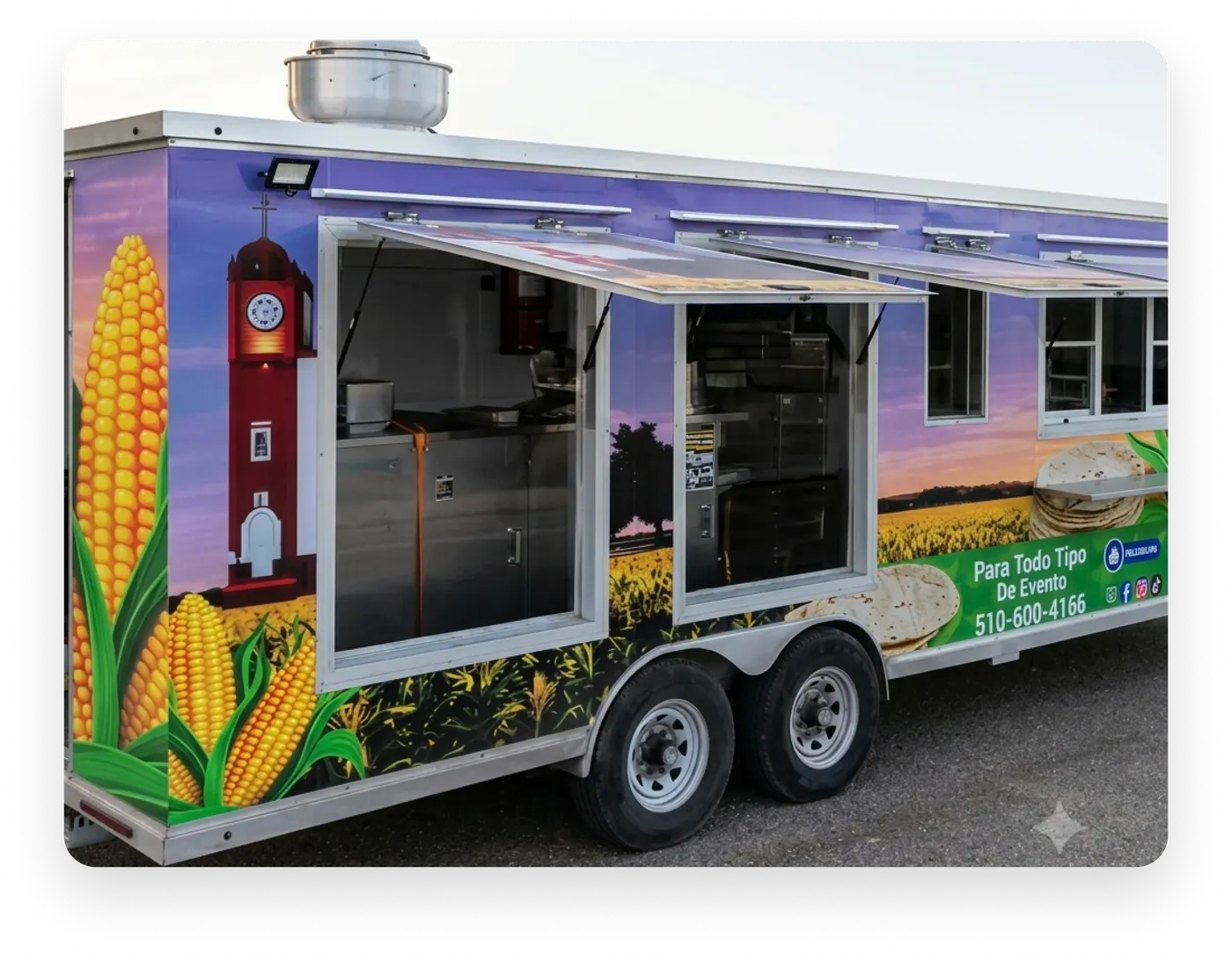 Mobile tortilleria trailer exterior
